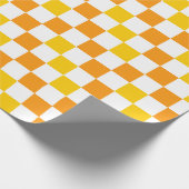 Oranje Wit Geel Geruit Patroonontwerp Cadeaupapier (Hoek)