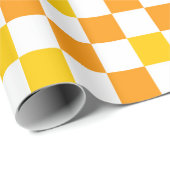 Oranje Wit Geel Geruit Patroonontwerp Cadeaupapier (Rol Hoek)