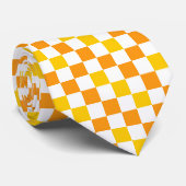 Oranje Wit Geel Geruit Patroonontwerp Stropdas (Opgerold)