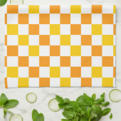 Oranje Wit Geel Geruit Patroonontwerp  Theedoek (Gevouwen)