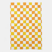Oranje Wit Geel Geruit Patroonontwerp  Theedoek (Verticaal)