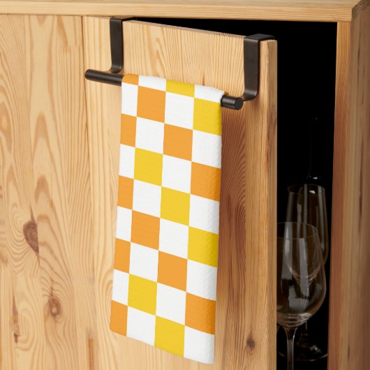 Oranje Wit Geel Geruit Patroonontwerp  Theedoek (Derde Gevouwen)