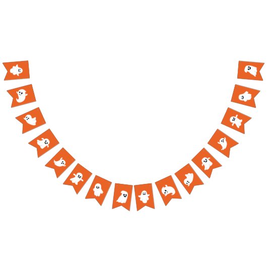 Oranje wit gelukkig halloween leuke geest vlaggetjes (Alle)