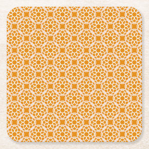 Oranje wit geometrisch naadloos patroon kartonnen onderzetters