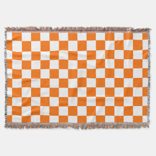 Oranje wit geruit controlepatroon deken