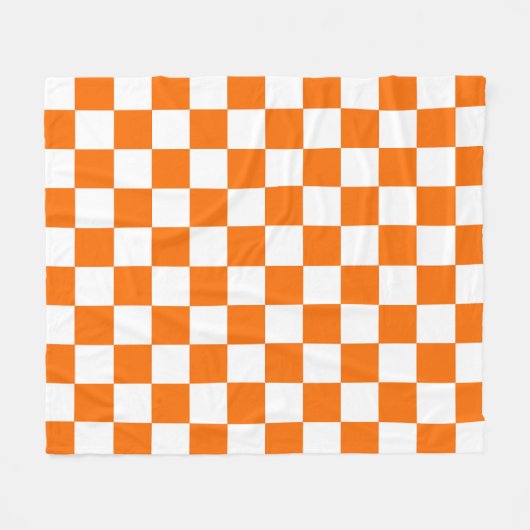Oranje wit geruit controlepatroon fleece deken (Voorkant (Horizontaal))