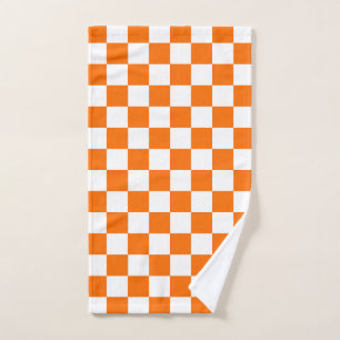 Oranje wit geruit controlepatroon handdoek