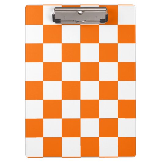 Oranje wit geruit controlepatroon klembord (Voorkant)