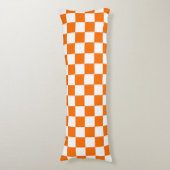 Oranje wit geruit controlepatroon lichaamskussen (Voorkant Verticaal)