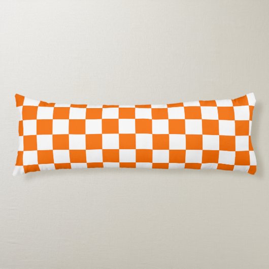 Oranje wit geruit controlepatroon lichaamskussen (Voorkant)