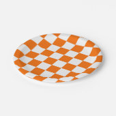 Oranje wit geruit controlepatroon papieren bordje (Gekanteld)