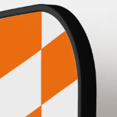 Oranje wit geruit controlepatroon pickleball paddle (Links Detail)