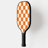 Oranje wit geruit controlepatroon pickleball paddle (Links)