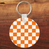 Oranje wit geruit controlepatroon sleutelhanger (Achterkant)