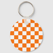 Oranje wit geruit controlepatroon sleutelhanger (Achterkant)