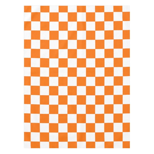 Oranje wit geruit controlepatroon tafelkleed (Voorkant)
