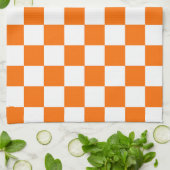 Oranje wit geruit controlepatroon theedoek (Gevouwen)