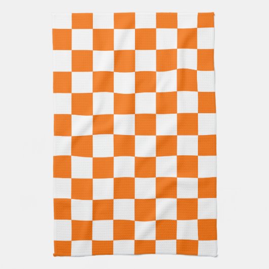 Oranje wit geruit controlepatroon theedoek (Verticaal)