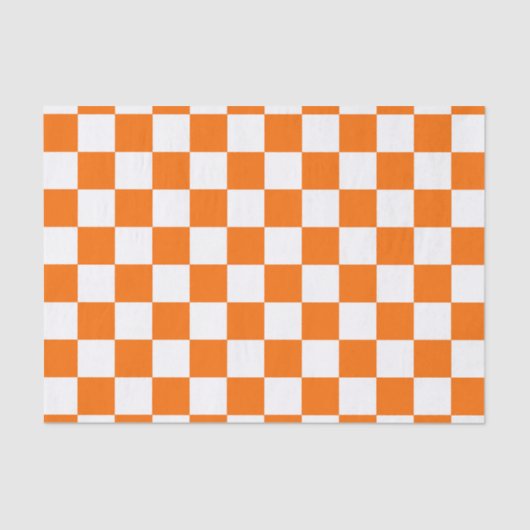 Oranje wit geruit controlepatroon tissuepapier (Voorkant)