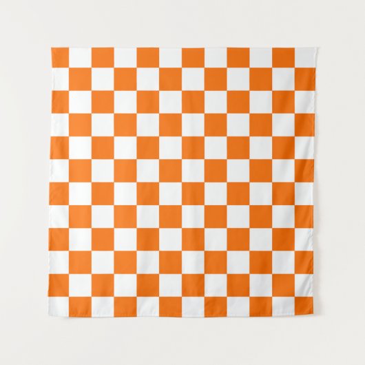 Oranje wit geruit controlepatroon wandkleed (Voorkant (horizontaal))