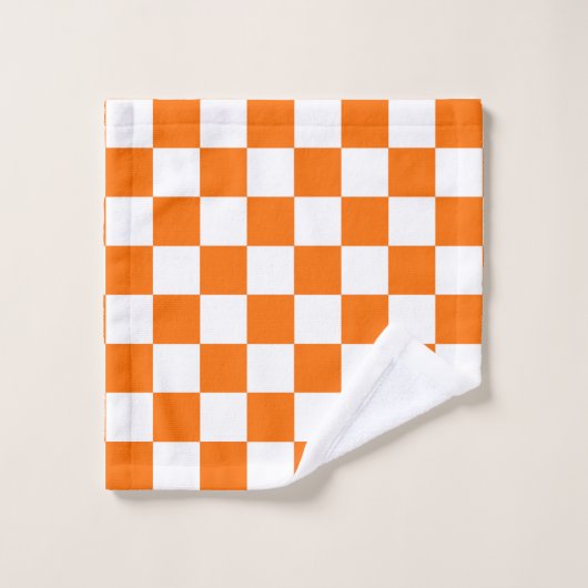 Oranje wit geruit controlepatroon washandje (Wasdoekje)