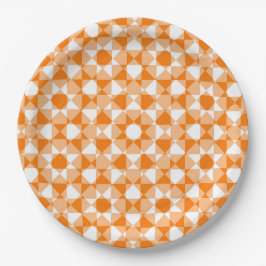 Oranje Wit Geruit Ruit Plaid Patroon Papieren Bordje