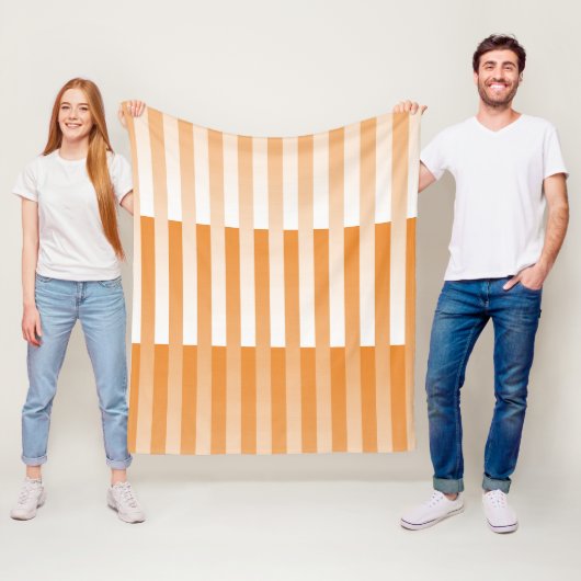 Oranje Wit Gestreept Patroon Fleece Deken (In situ)