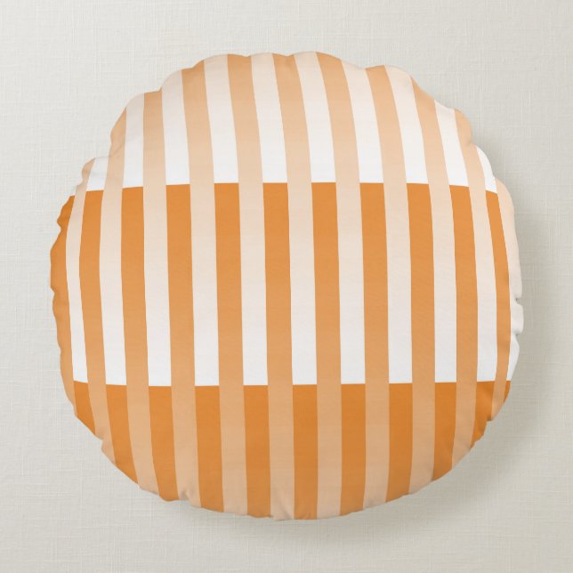 Oranje wit gestreept patroon rond kussen (Voorkant)