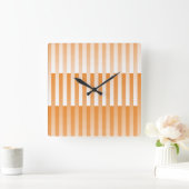 Oranje wit gestreept patroon vierkante klok (Huis)