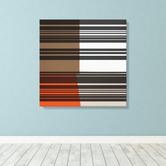 Oranje wit grijs strips kunstpatroon Canvas Afdruk (Insitu (Houten vloer))