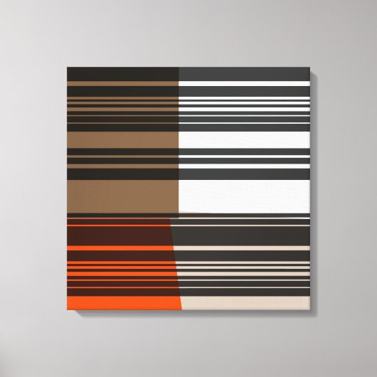  Oranje wit grijs strips kunstpatroon Canvas Afdruk (Voorkant)
