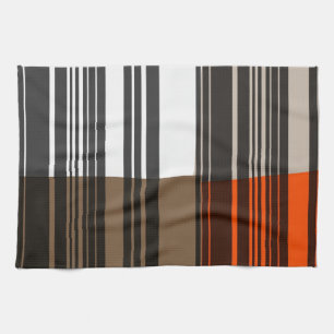 Oranje wit grijs strips kunstpatroon Theedoek