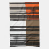 Oranje wit grijs strips kunstpatroon Theedoek (Verticaal)