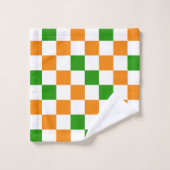 Oranje Wit Groen Geruit Patroonontwerp Bad Handdoek (Wasdoekje)