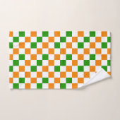 Oranje Wit Groen Geruit Patroonontwerp Bad Handdoek (Handdoek)