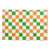 Oranje Wit Groen Geruit Patroonontwerp Kussensloop (Achterkant)