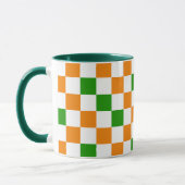 Oranje Wit Groen Geruit Patroonontwerp Mok (Links)