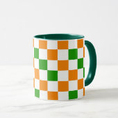 Oranje Wit Groen Geruit Patroonontwerp Mok (Voorkant rechts)