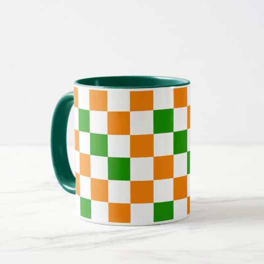 Oranje Wit Groen Geruit Patroonontwerp Mok (Voorkant links)