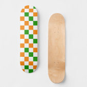 Oranje Wit Groen Geruit Patroonontwerp  Persoonlijk Skateboard (Voorkant)
