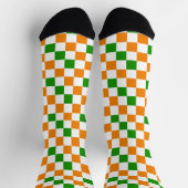 Oranje Wit Groen Geruit Patroonontwerp Sokken (Top)