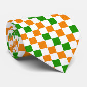 Oranje Wit Groen Geruit Patroonontwerp  Stropdas (Opgerold)