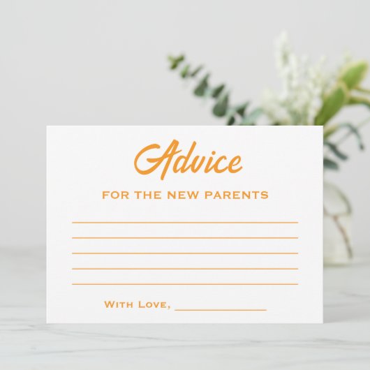 Oranje wit hier komt het Son Sun Baby shower Advieskaart (Staand voorkant)