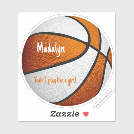 oranje wit Ik speel als een meisje basketbal Sticker (Vel)