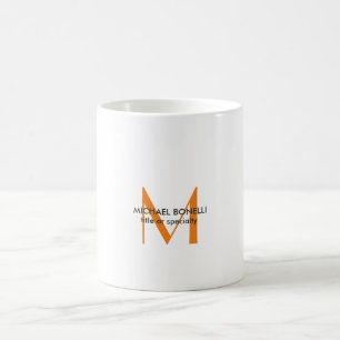 Oranje wit monogram modern minimalistisch koffiemok