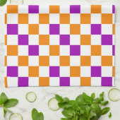 Oranje Wit Paars Geruit Patroonontwerp Theedoek (Gevouwen)