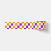 Oranje Wit Paarse Geruite Ontwerp Satijnen Lint (Voorkant)