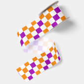 Oranje Wit Paarse Geruite Ontwerp Satijnen Lint (Achterkant)