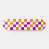 Oranje Wit Paarse Geruite Patroon Ontwerp Persoonlijk Skateboard (Horizontaal)