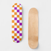 Oranje Wit Paarse Geruite Patroon Ontwerp Persoonlijk Skateboard (Voorkant)